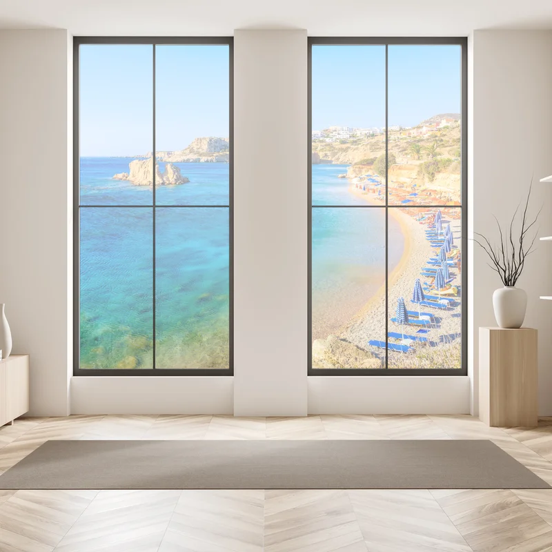 Fensteraufkleber strand Ammopi, Karpathos türkisfarbene bucht