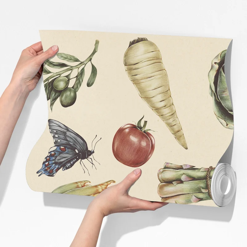 Fototapete handgezeichnetes botanisches gemüsemotiv Fototapete handgezeichnetes botanisches gemüsemotiv