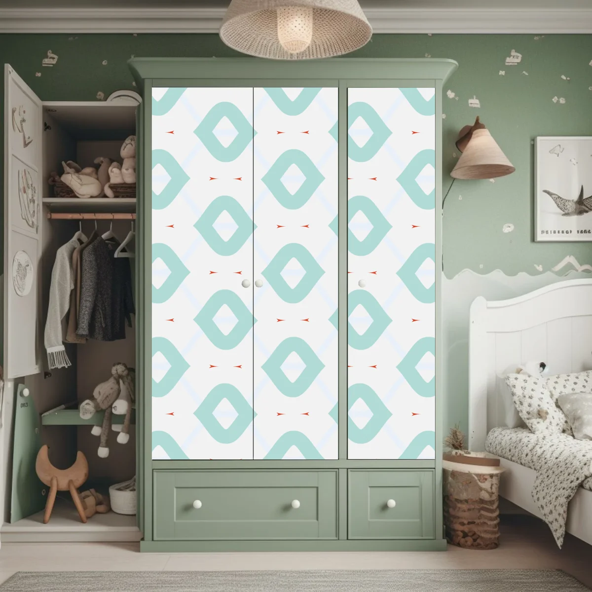 Schrankaufkleber türkis geometrisches rautenmuster Schrankaufkleber türkis geometrisches rautenmuster