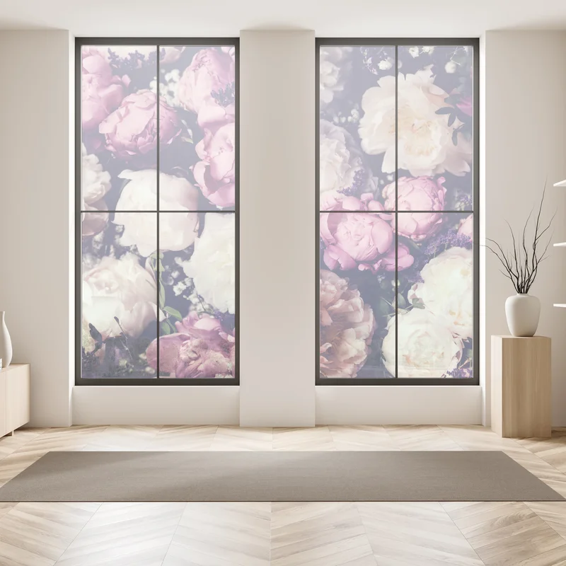 Fensteraufkleber romantischer pfingstrosenstrauß in pastelltönen