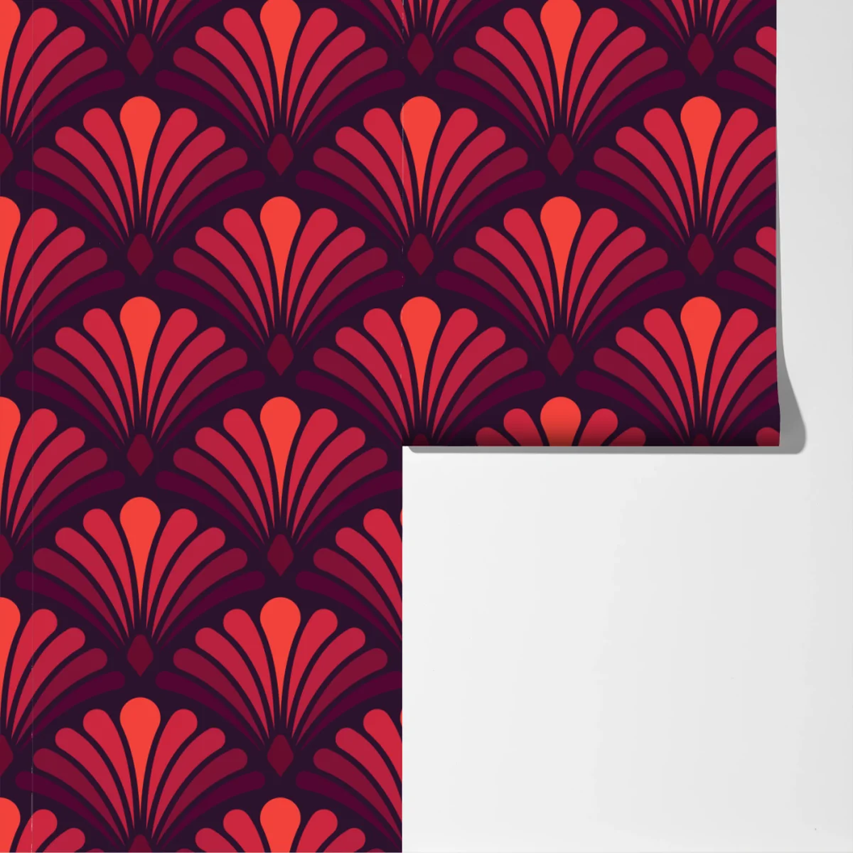 Fototapeta elegancki motyw art deco w odcieniach bordo i koralu Fototapeta elegancki motyw art deco w odcieniach bordo i koralu