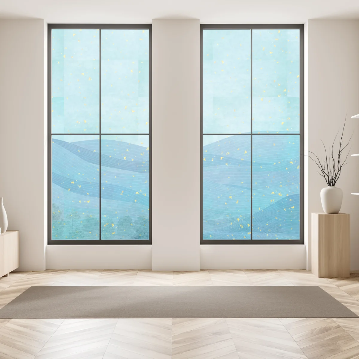 Naklejka na okno turkusowe fale abstrakcyjna kompozycja Naklejka na okno turkusowe fale abstrakcyjna kompozycja