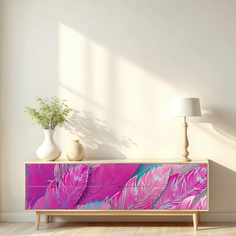 Repositionierbarer Aufkleber irisierendes rosa federmuster