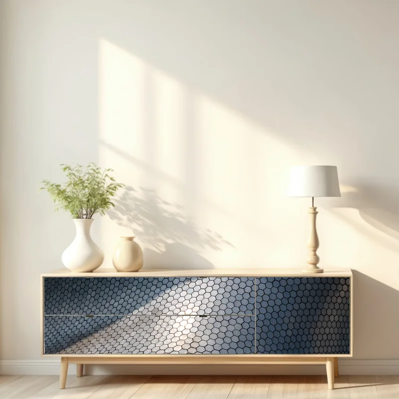 Repositionierbarer Aufkleber metallische hexagon geometrische fassade Repositionierbarer Aufkleber metallische hexagon geometrische fassade