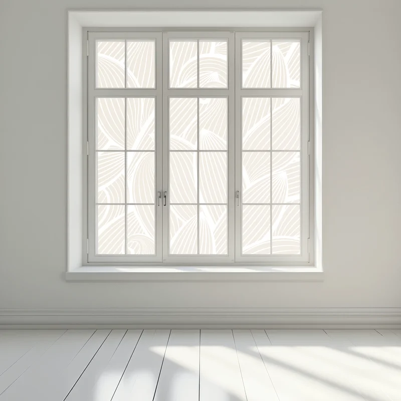 Fensteraufkleber zartes beige botanisches muster