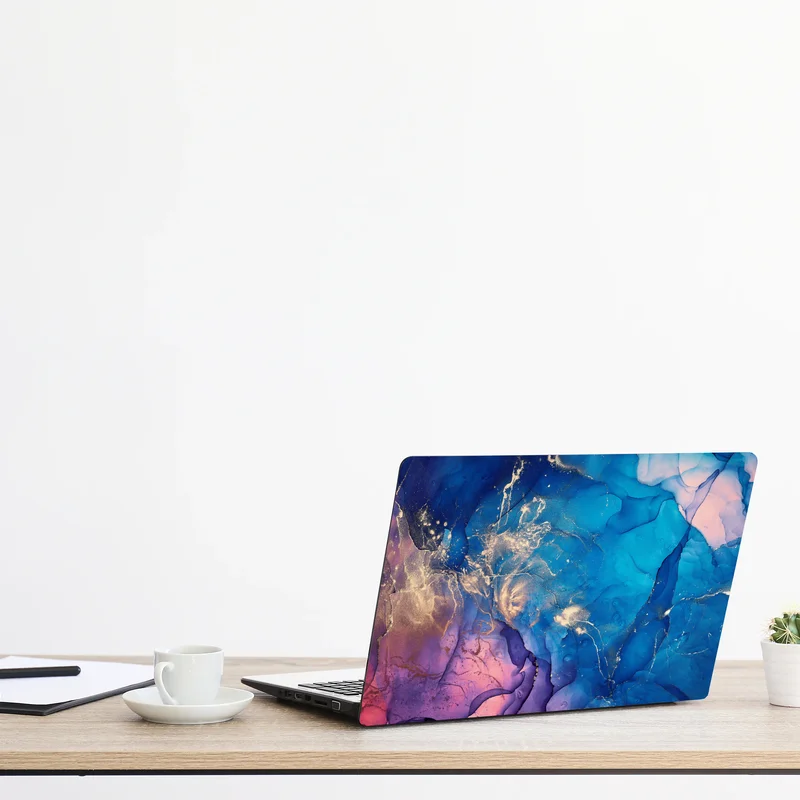 Laptop-Aufkleber blaue marmorierte alkoholtinten abstraktion Laptop-Aufkleber blaue marmorierte alkoholtinten abstraktion
