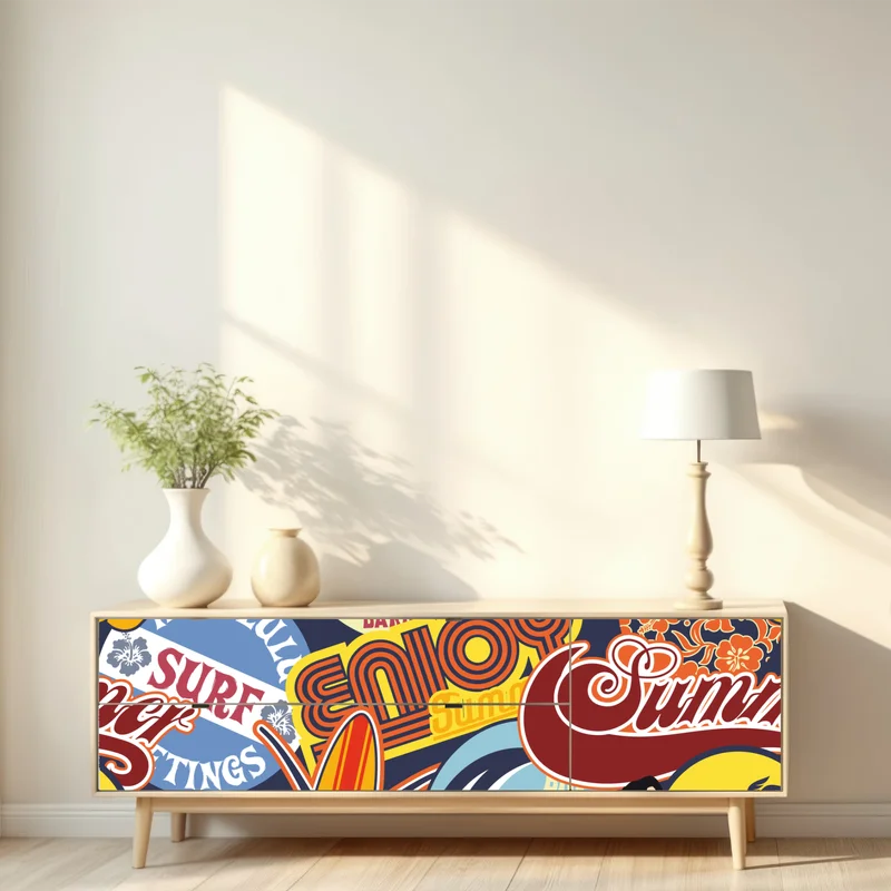 Repositionierbarer Aufkleber retro surf aufkleber-collage