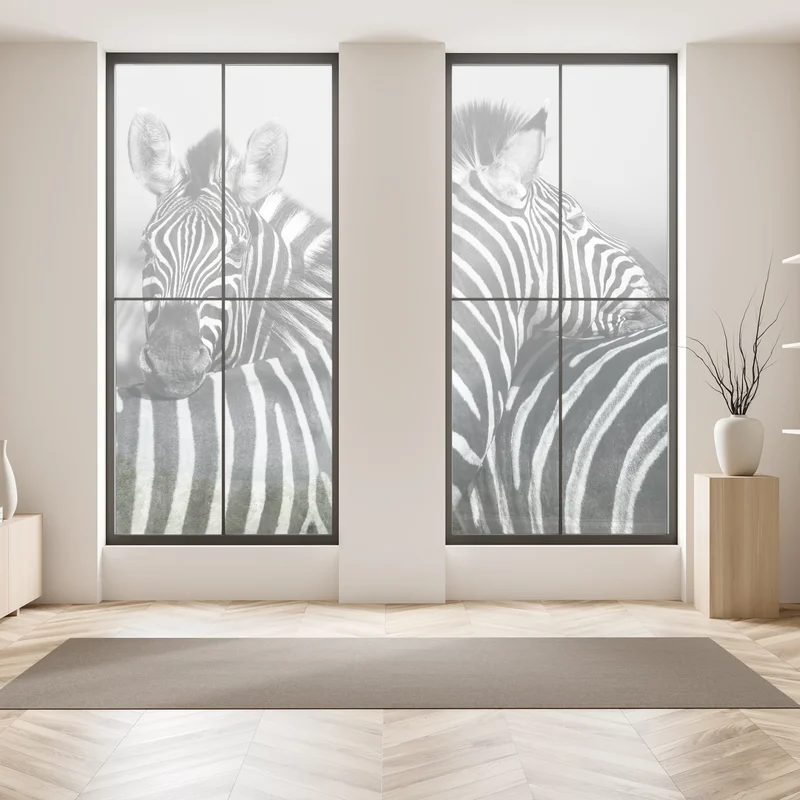 Fensteraufkleber verschlungene zebras in monochrom