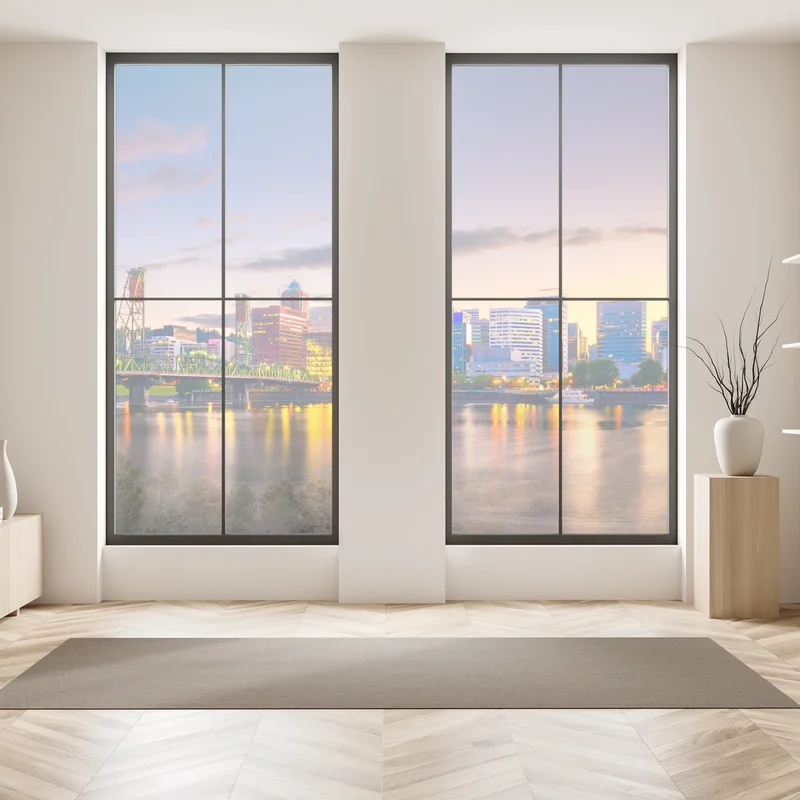 Fensteraufkleber Portland skyline in der dämmerung über dem Willamette