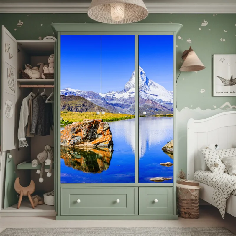 Schrankaufkleber Matterhorn spiegelung am Stellisee, Zermatt Schrankaufkleber Matterhorn spiegelung am Stellisee, Zermatt