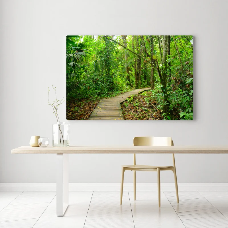 Leinwandbild tropischer steg im üppigen wald Leinwandbild tropischer steg im üppigen wald