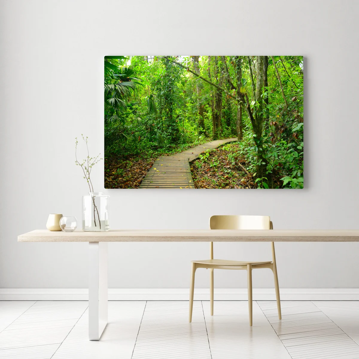 Leinwandbild tropischer steg im üppigen wald Leinwandbild tropischer steg im üppigen wald