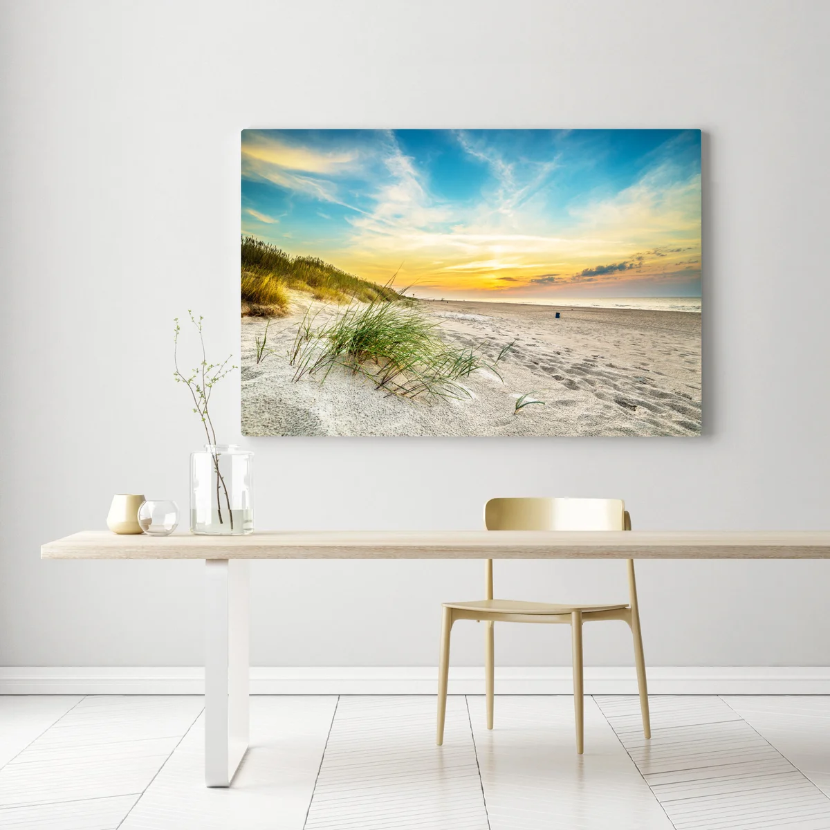 Leinwandbild sonnenuntergang über ruhigen dünen Leinwandbild sonnenuntergang über ruhigen dünen