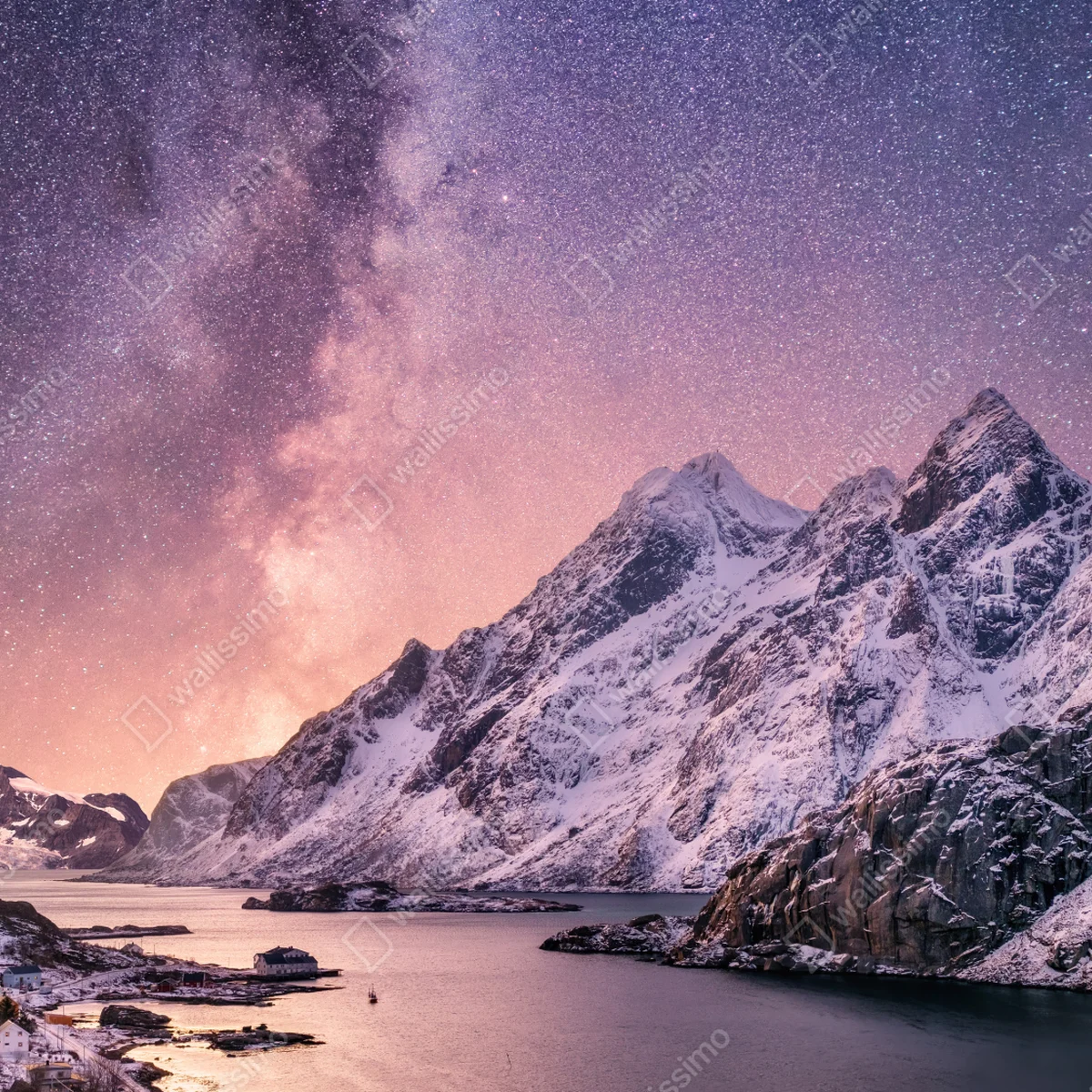 Tischaufkleber und Schreibtischaufkleber milchstraße über verschneiten bergen in Norwegen Tischaufkleber und Schreibtischaufkleber milchstraße über verschneiten bergen in Norwegen