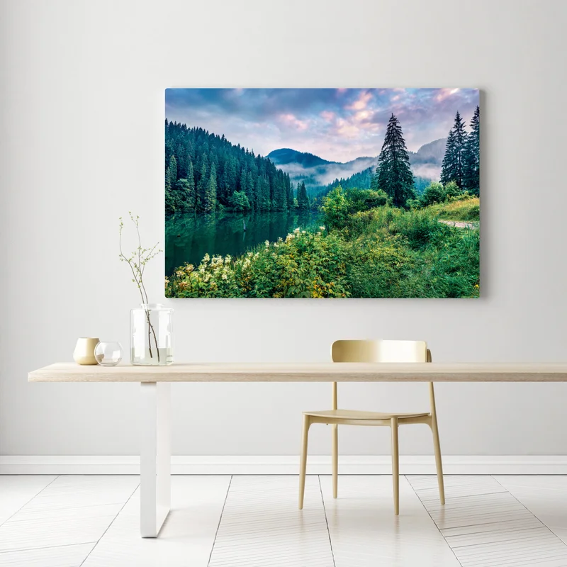 Leinwandbild nebliger sonnenaufgang über Lacu Rosu Leinwandbild nebliger sonnenaufgang über Lacu Rosu