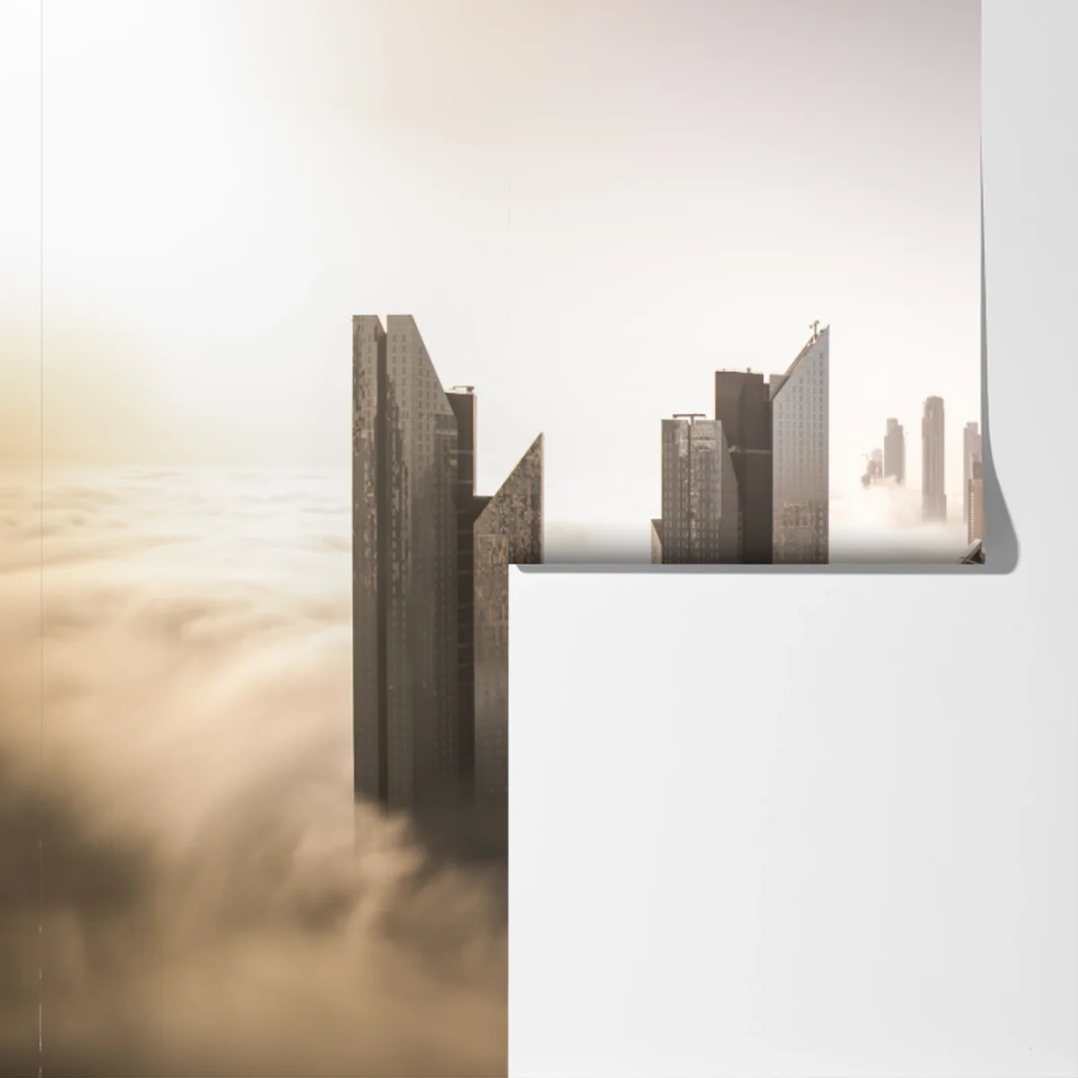 Fototapeta mglista panorama Dubaju nad chmurami Fototapeta mglista panorama Dubaju nad chmurami