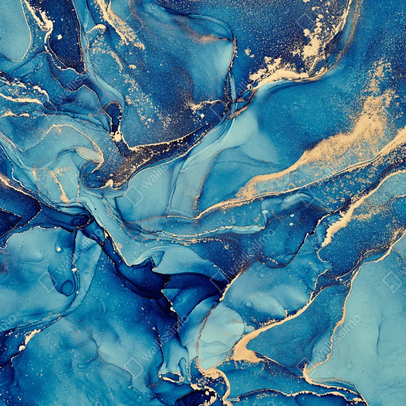 Fototapete ozeanblau und goldene wirbel flüssige abstraktion Fototapete ozeanblau und goldene wirbel flüssige abstraktion