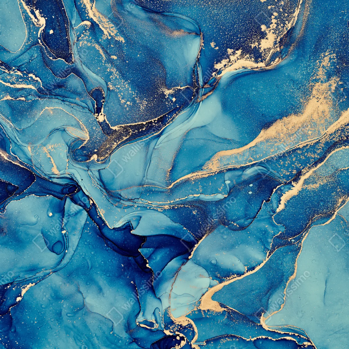 Fototapete ozeanblau und goldene wirbel flüssige abstraktion Fototapete ozeanblau und goldene wirbel flüssige abstraktion