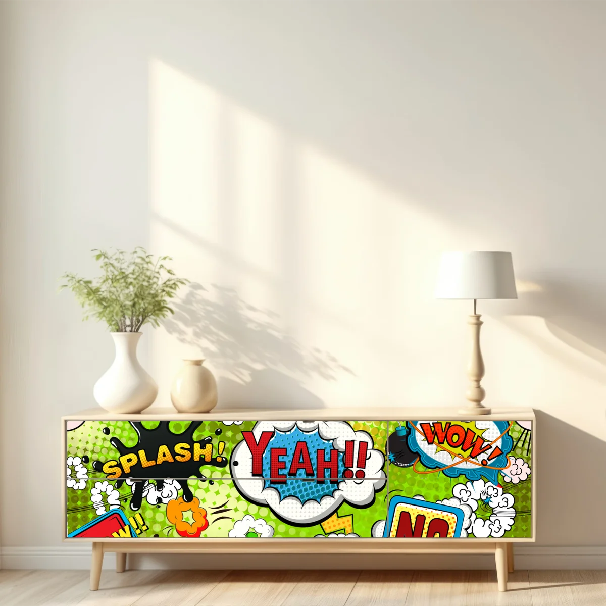 Repositionierbarer Aufkleber lebhafte pop-art-comic-collage Repositionierbarer Aufkleber lebhafte pop-art-comic-collage