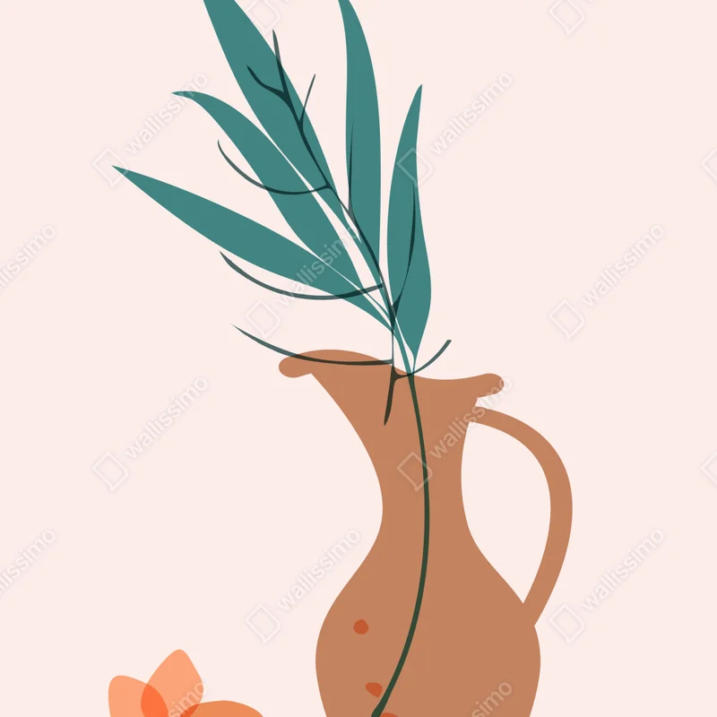 Kühlschrankaufkleber pastell botanische vase mit blättern Kühlschrankaufkleber pastell botanische vase mit blättern