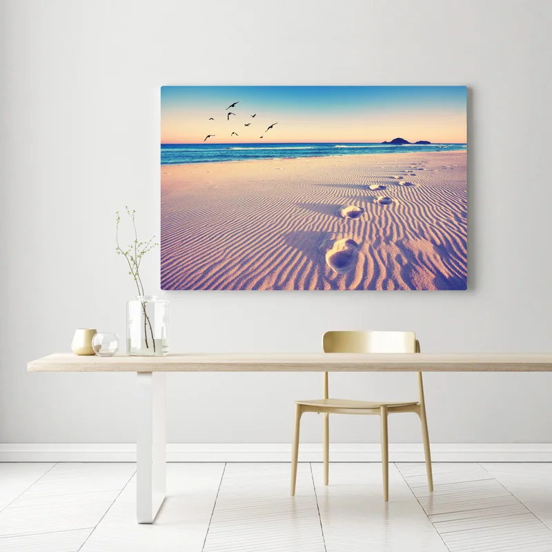 Leinwandbild magische fußspuren am sommerstrand Leinwandbild magische fußspuren am sommerstrand