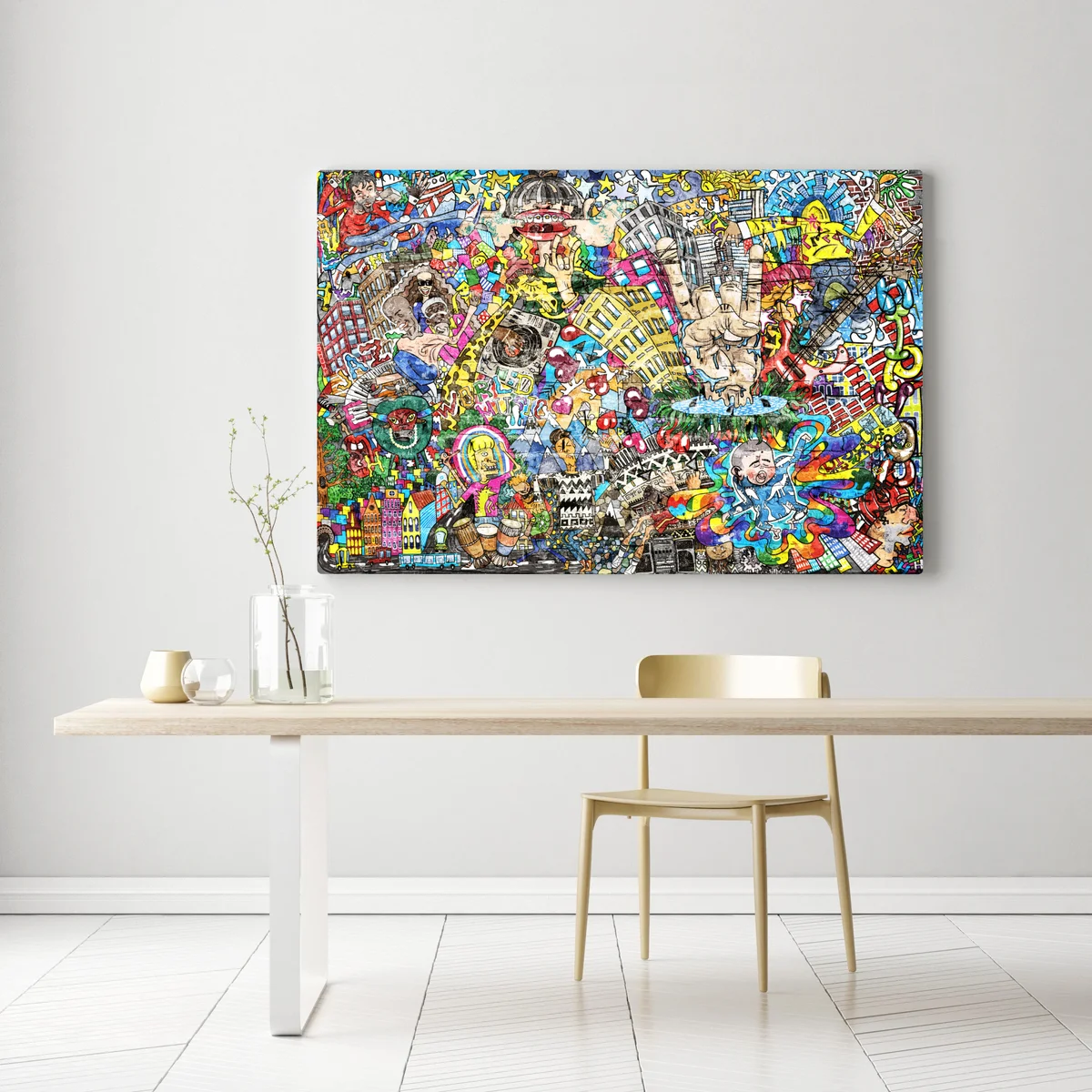 Leinwandbild farbenfrohes urbanes musikmural Leinwandbild farbenfrohes urbanes musikmural