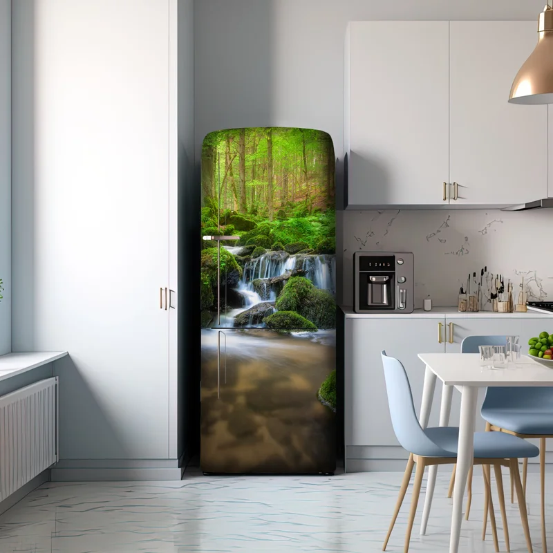 Kühlschrankaufkleber ruhiger moosiger waldwasserfall Kühlschrankaufkleber ruhiger moosiger waldwasserfall