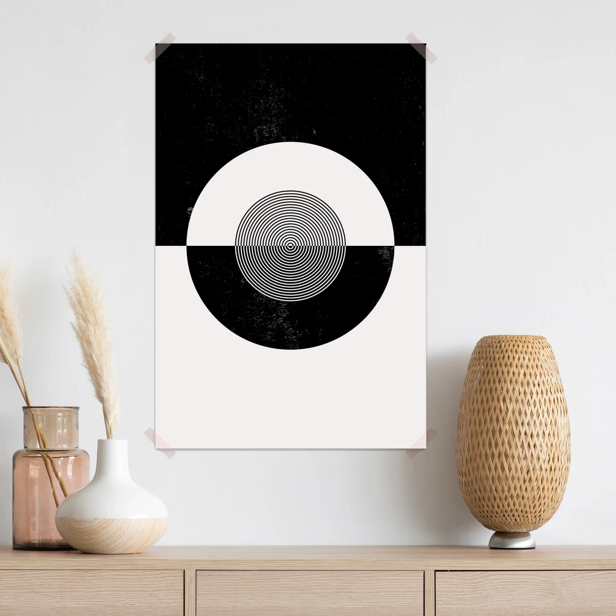 Poster monochrome konzentrische kreise • Poster bei Wallnifity® Poster monochrome konzentrische kreise • Poster bei Wallnifity®