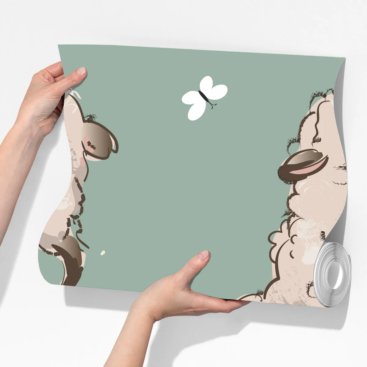 Fototapete niedliche lämmer auf türkisfarbenem hintergrund Fototapete niedliche lämmer auf türkisfarbenem hintergrund