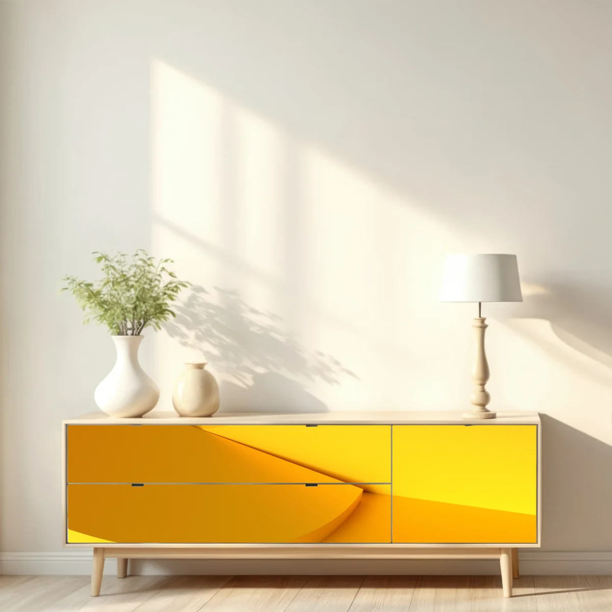 Repositionierbarer Aufkleber gelbe geometrische abstraktion 3d Repositionierbarer Aufkleber gelbe geometrische abstraktion 3d