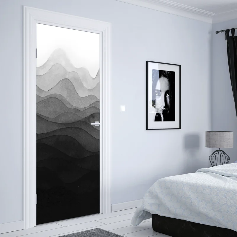 Türaufkleber monochrome geschichtete berge