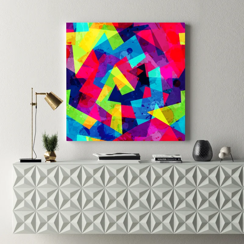 Leinwandbild lebendige geometrische aquarell-collage Leinwandbild lebendige geometrische aquarell-collage