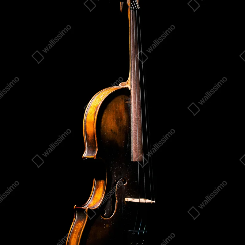 Schrankaufkleber elegante vintage-geige vor schwarzem hintergrund Schrankaufkleber elegante vintage-geige vor schwarzem hintergrund