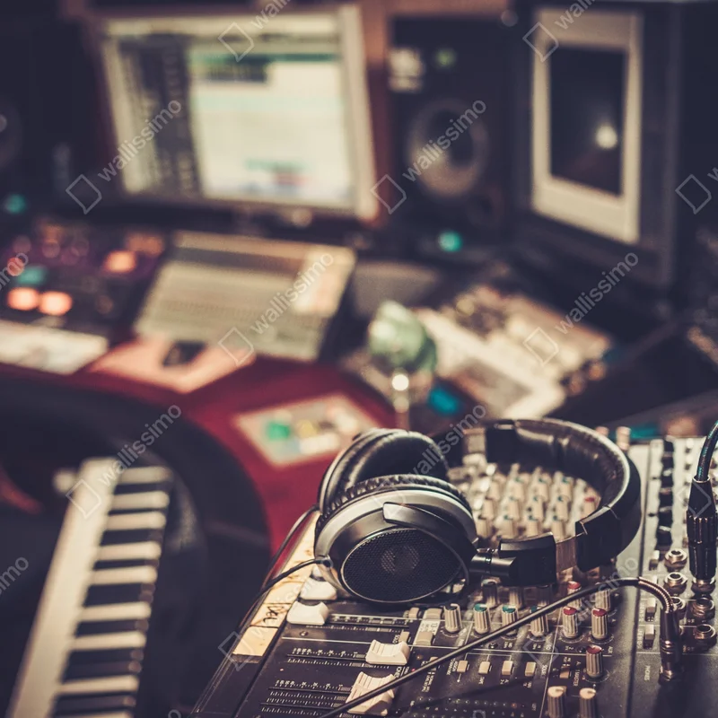 Poster vintage aufnahmestudio am mischpult Poster vintage aufnahmestudio am mischpult
