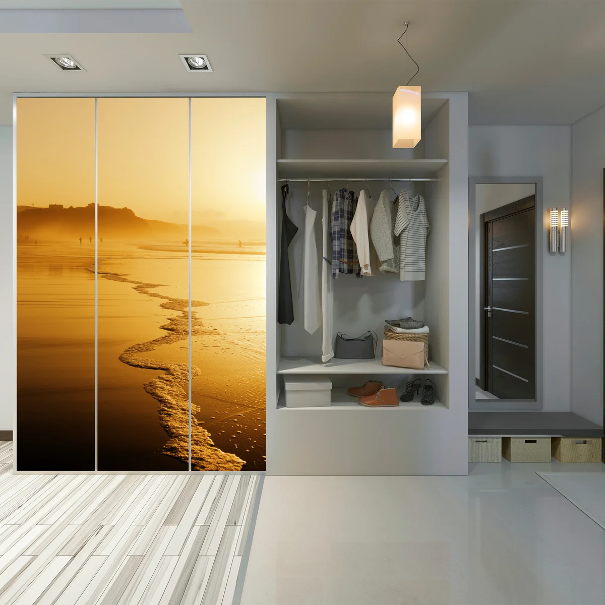 Schrankaufkleber goldener sonnenuntergang am strand von Sopelana Schrankaufkleber goldener sonnenuntergang am strand von Sopelana