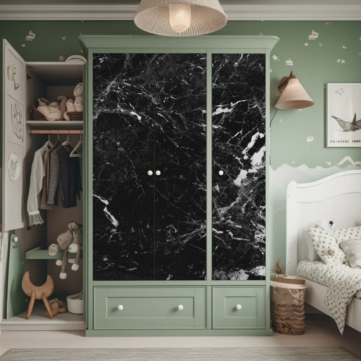 Schrankaufkleber schwarzer marmor mit weißen adern Schrankaufkleber schwarzer marmor mit weißen adern