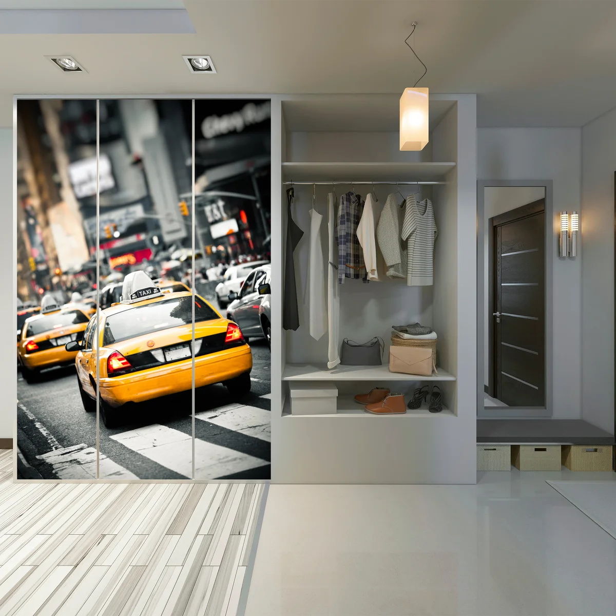 Schrankaufkleber gelbes taxi in den straßen von New York Schrankaufkleber gelbes taxi in den straßen von New York