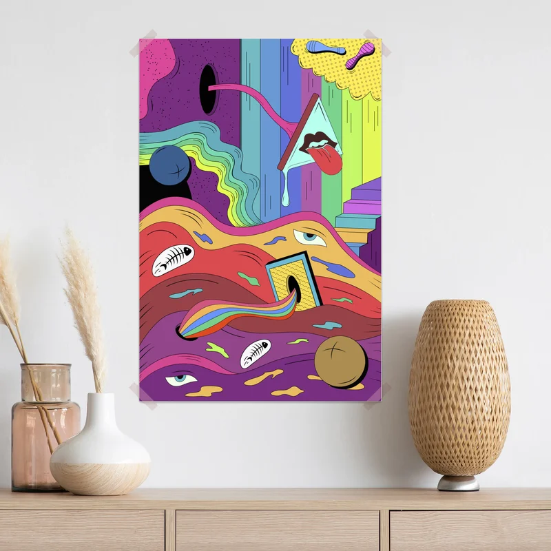 Poster psychedelische pop-art traumlandschaft Poster psychedelische pop-art traumlandschaft