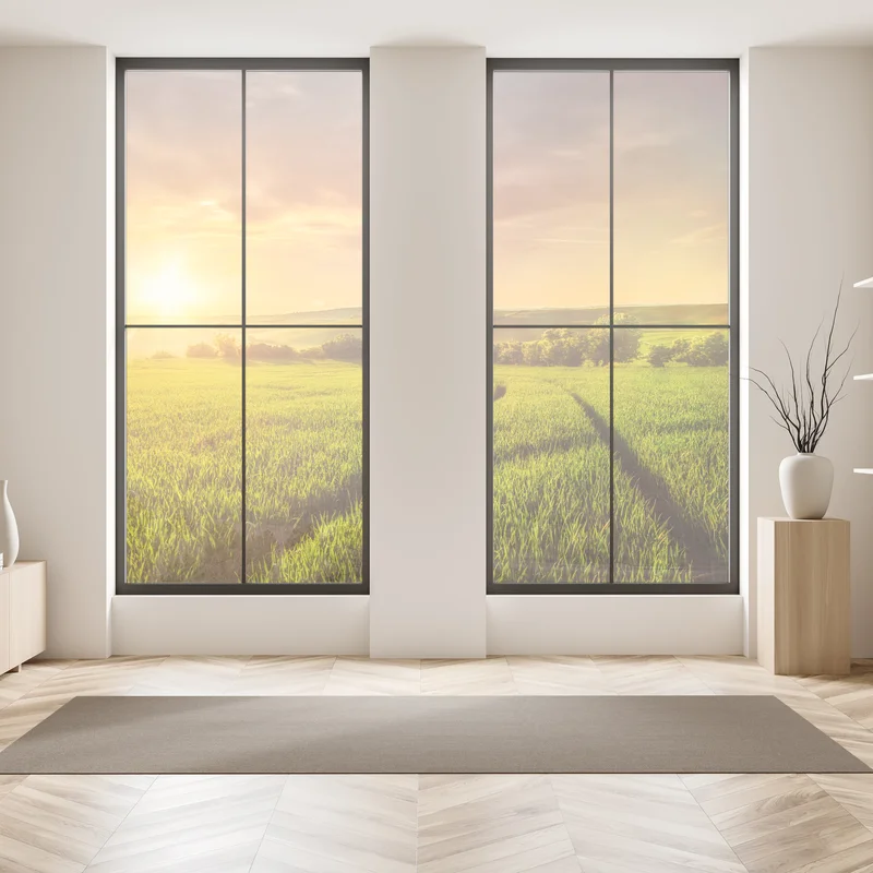 Fensteraufkleber sonnenbeschienene wiese im abendlicht