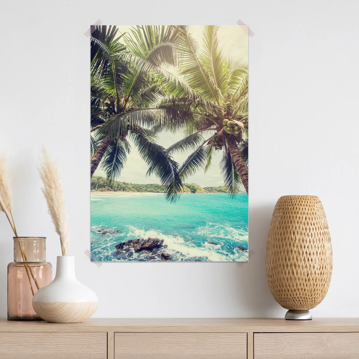 Poster tropische kokospalmen am türkisfarbenen meer Poster tropische kokospalmen am türkisfarbenen meer