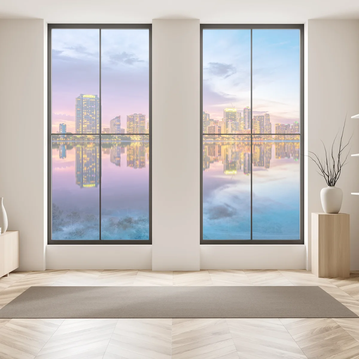 Fensteraufkleber Miami skyline gespiegelt in Biscayne Bay Fensteraufkleber Miami skyline gespiegelt in Biscayne Bay