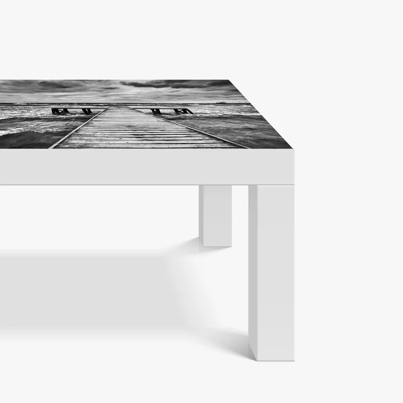 Tischaufkleber und Schreibtischaufkleber dramatischer schwarzweiß-steg in stürmischer see Tischaufkleber und Schreibtischaufkleber dramatischer schwarzweiß-steg in stürmischer see