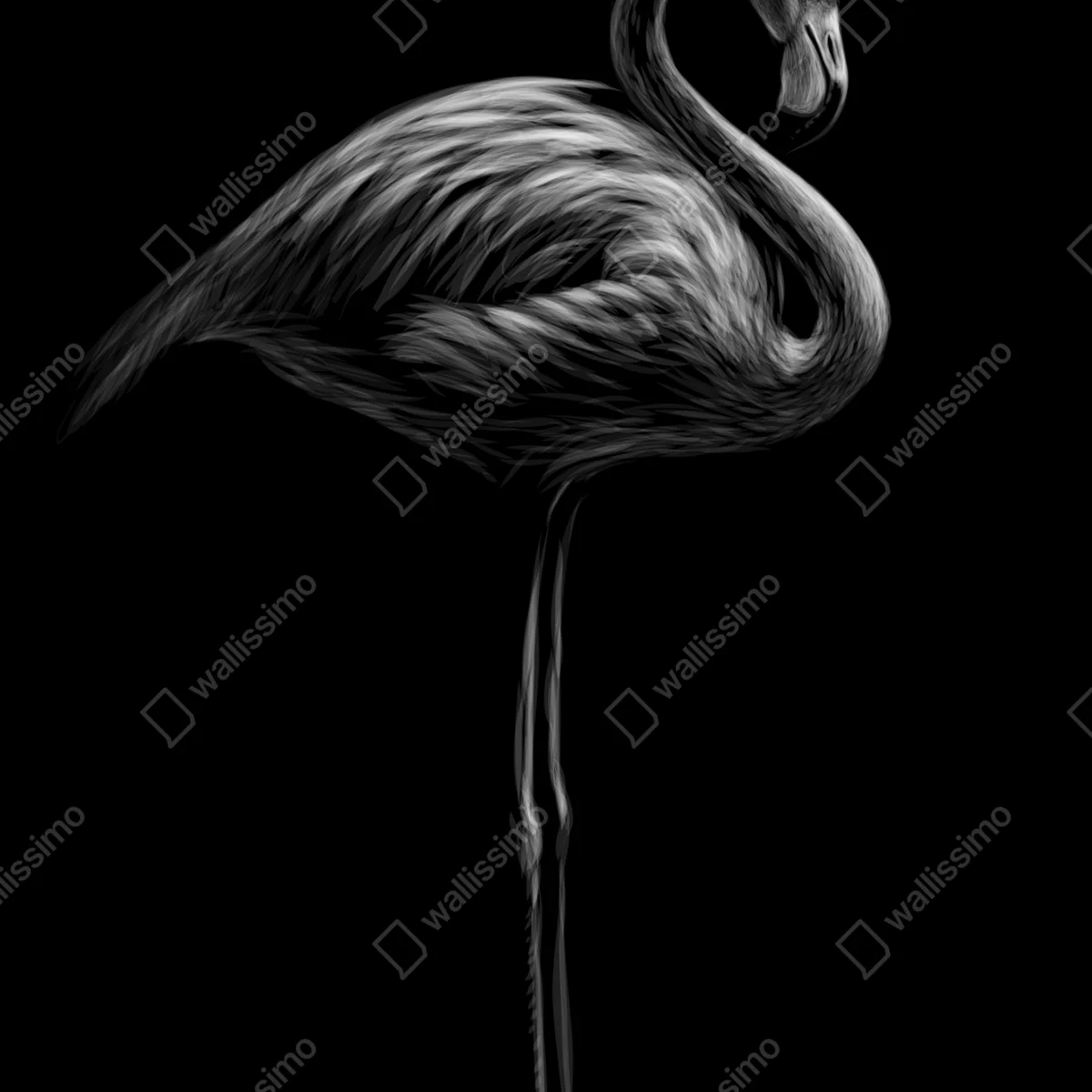 Poster graustufen-flamingo-silhouette Poster graustufen-flamingo-silhouette