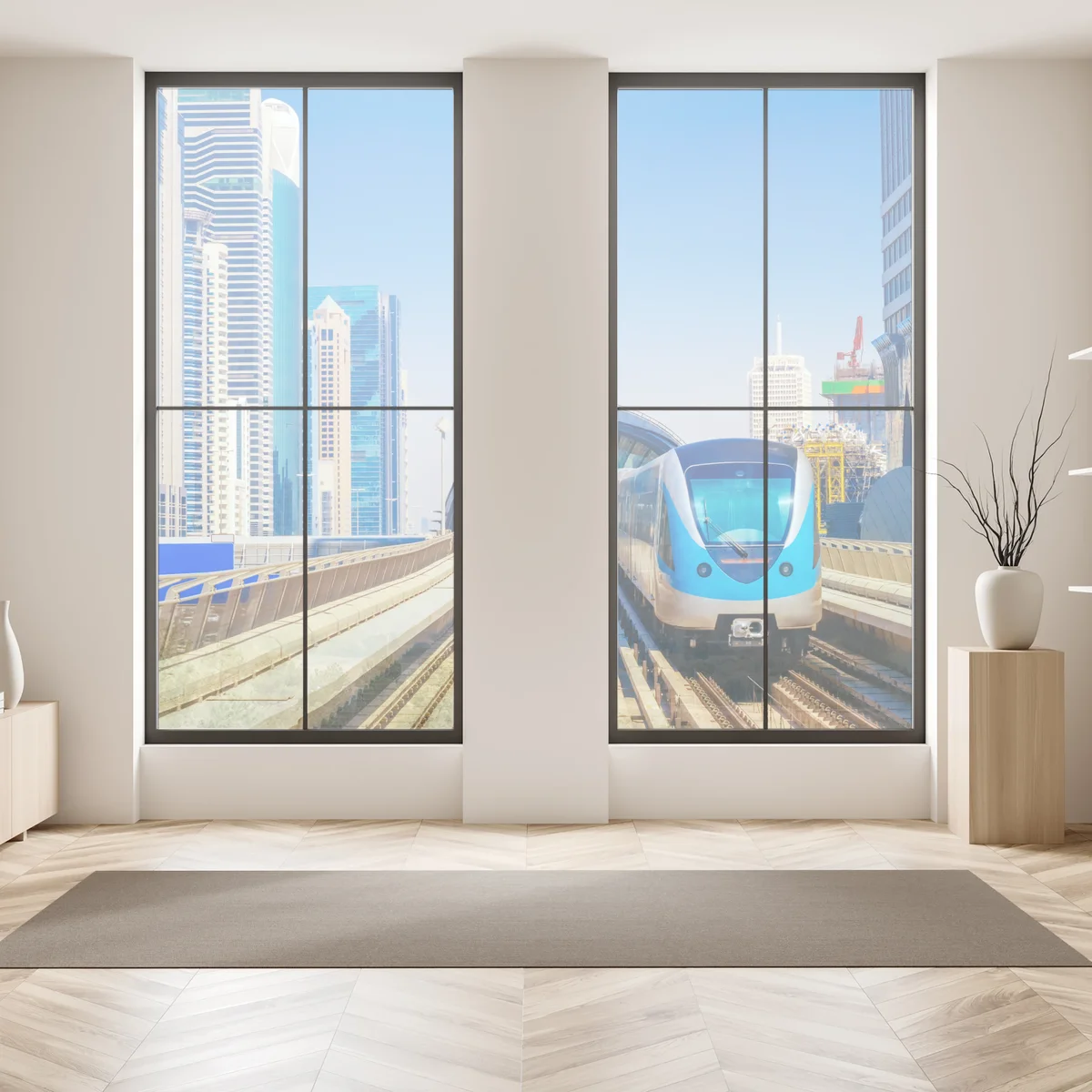 Naklejka na okno miejski pociąg metra w słońcu Naklejka na okno miejski pociąg metra w słońcu