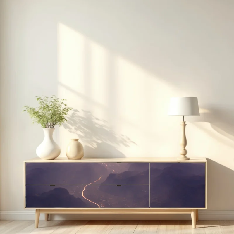 Repositionierbarer Aufkleber nebliges pastell bergtal