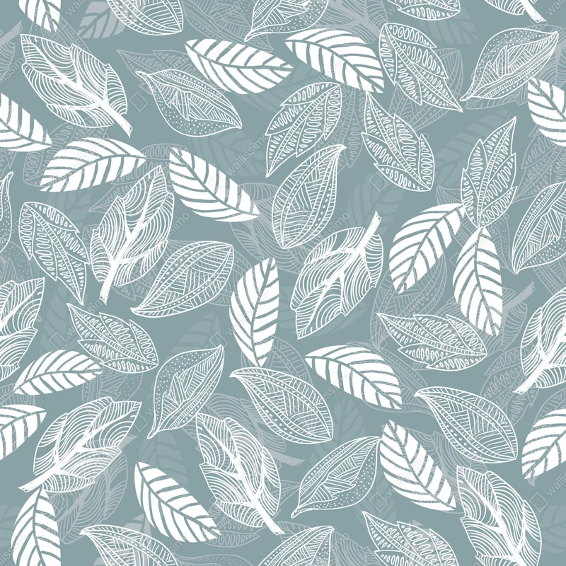 Türaufkleber handgezeichnetes blättermuster auf türkisfarbenem hintergrund Türaufkleber handgezeichnetes blättermuster auf türkisfarbenem hintergrund