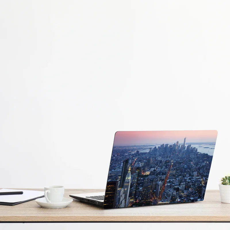 Laptop-Aufkleber sonnenuntergang über Manhattan skyline