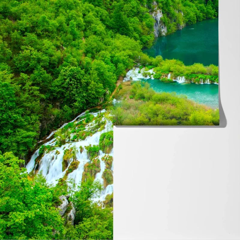 Fototapete üppiger wasserfall und türkise seen Fototapete üppiger wasserfall und türkise seen