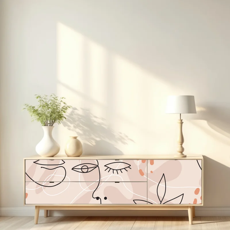Repositionierbarer Aufkleber pastell linienzeichnungen gesichter