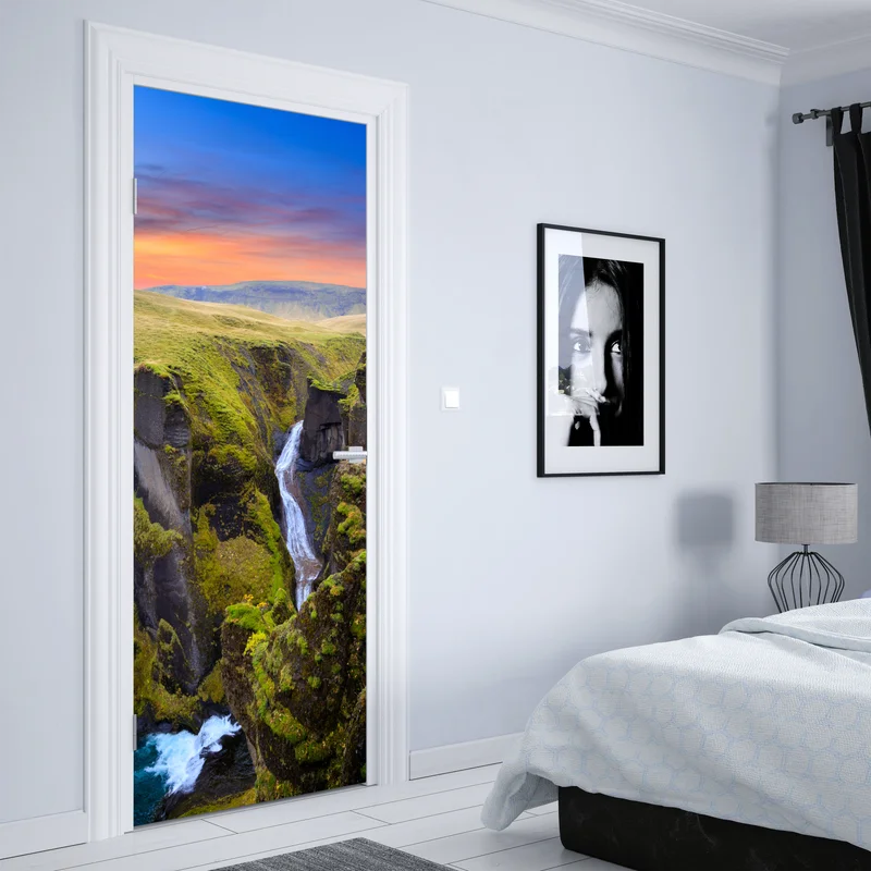 Türaufkleber Fjadrargljufur schlucht bei sonnenuntergang Türaufkleber Fjadrargljufur schlucht bei sonnenuntergang